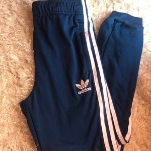 Adidas joggers, blue green.